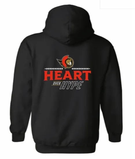 Heart Over Hype Back Logo Hoodie – OttawaTeamShop.ca