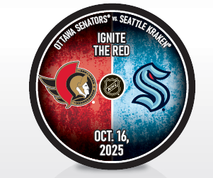 Commemorative Puck - Ottawa Senators VS Seattle Kraken October 16 2025