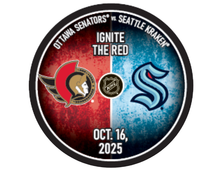 Commemorative Puck - Ottawa Senators VS Seattle Kraken October 16 2025