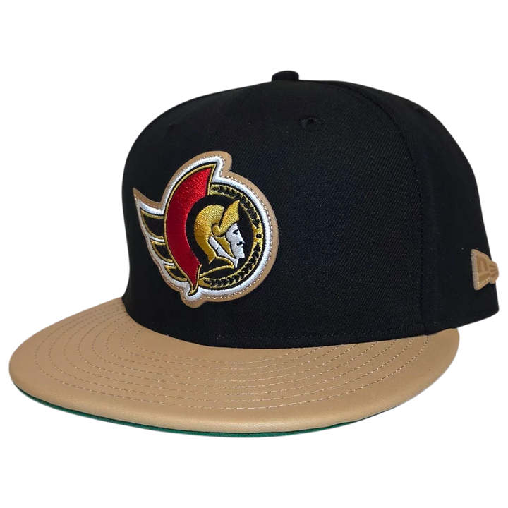 595 LEATHER BLACK FLATBRIM FITTED CAP NE