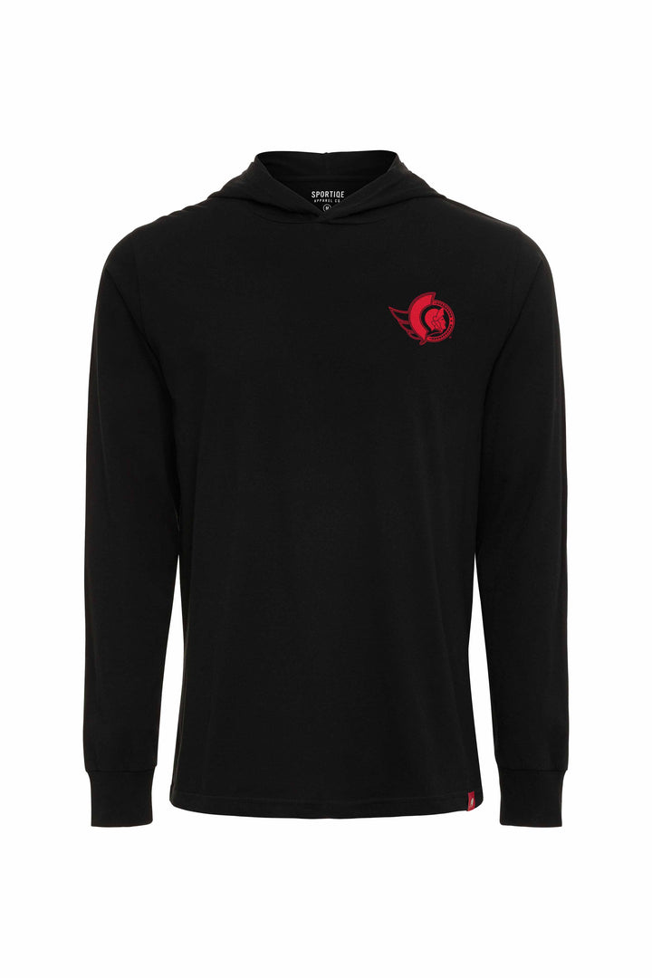 OTTAWA SENATORS SOLANO JET BLACK LONG SLEEVE HOODED SHIRT