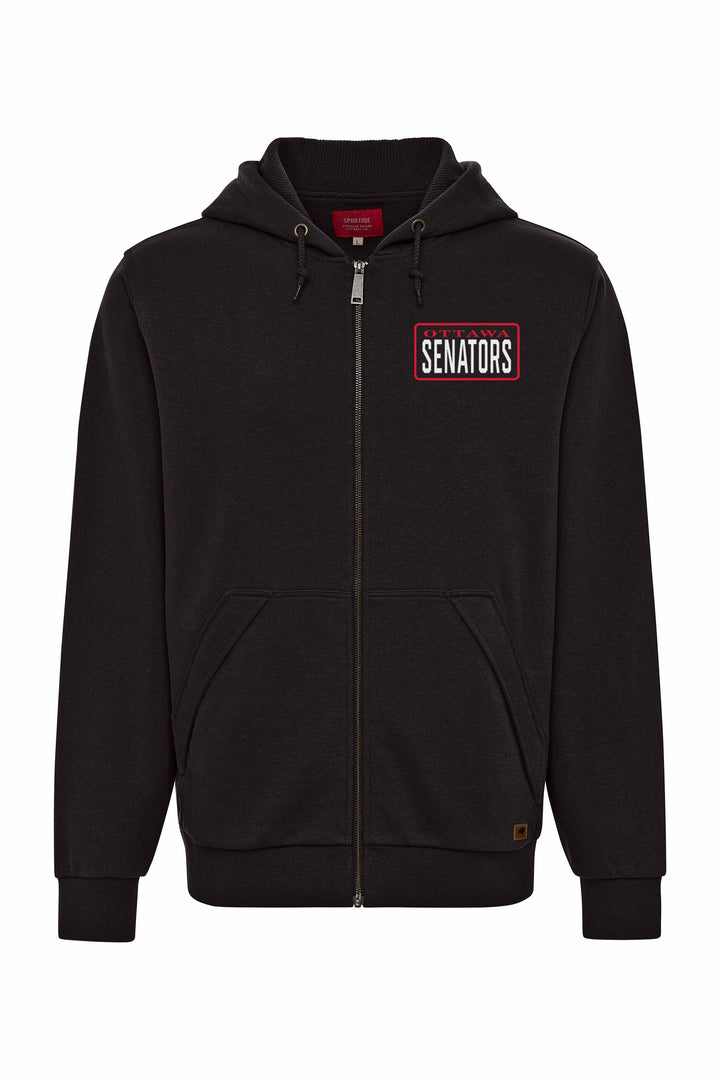 OTTAWA SENATORS RIZZO JET BLACK BACK LOGO FULL ZIP HOODIE