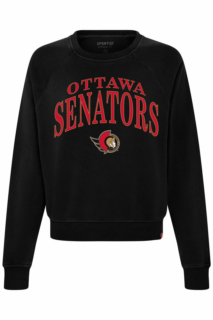OTTAWA SENATORS WOMEN'S ASHLYN JET BLACK CREW SWEATER