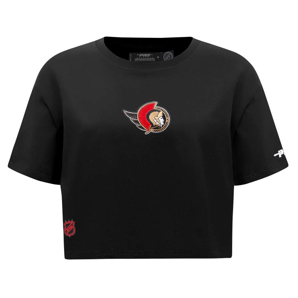 OTTAWA SENATORS WOMEN'S CLASSIC ICON PRO BLACK CROPPED BOXY TEE