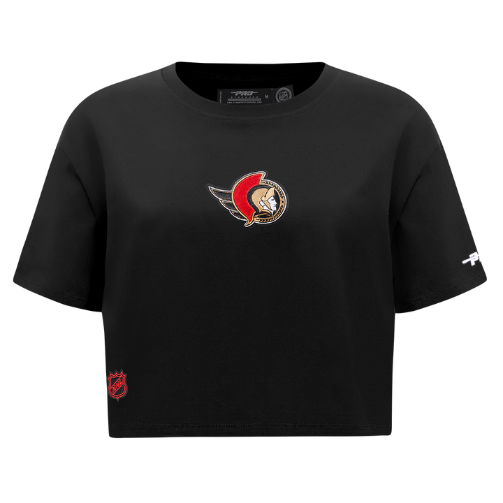 OTTAWA SENATORS WOMEN'S CLASSIC ICON PRO BLACK CROPPED BOXY TEE