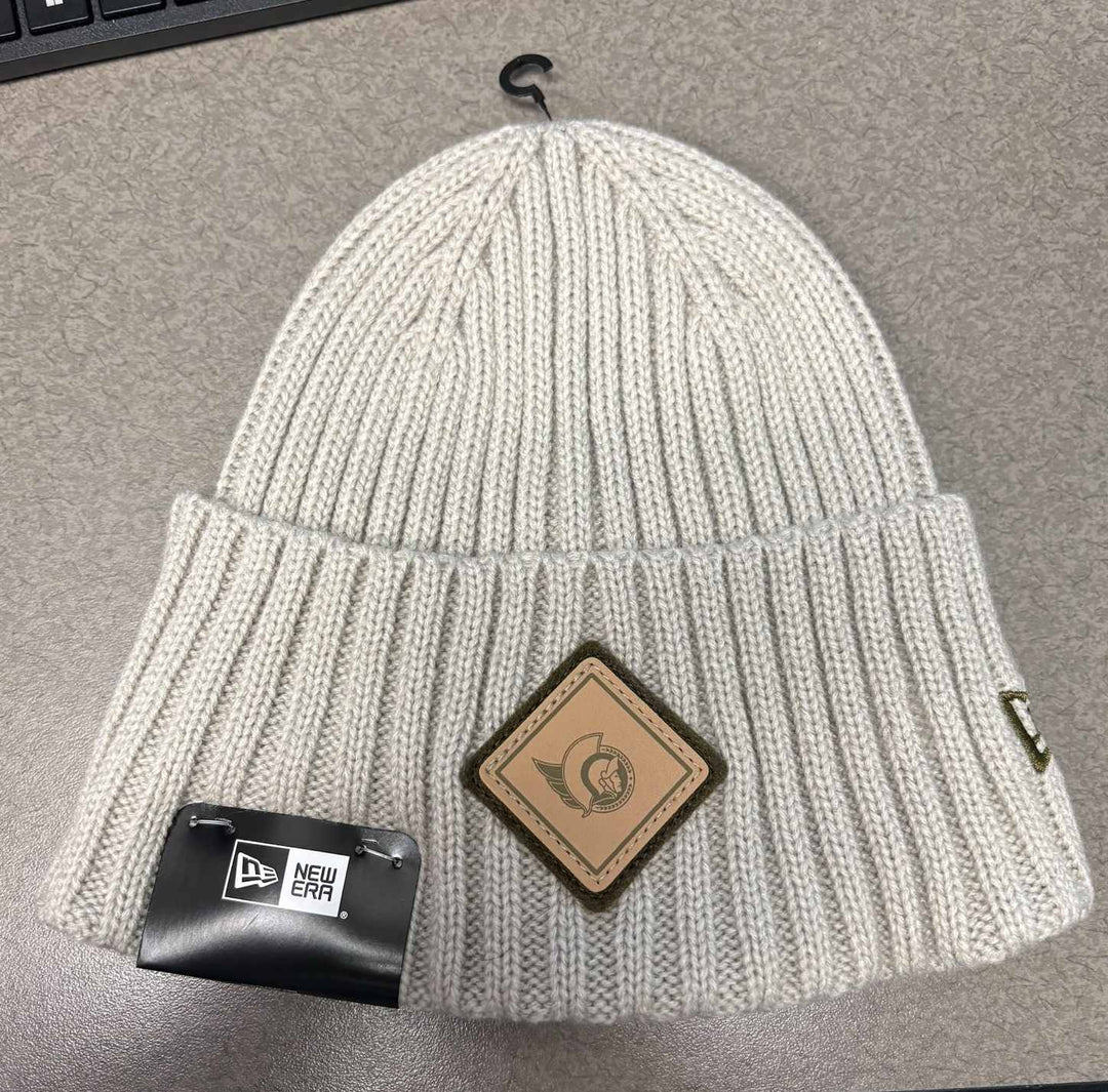 OTTAWA SENATORS NEW ERA GREY APPLIQUE KNIT CUFFED BEANIE