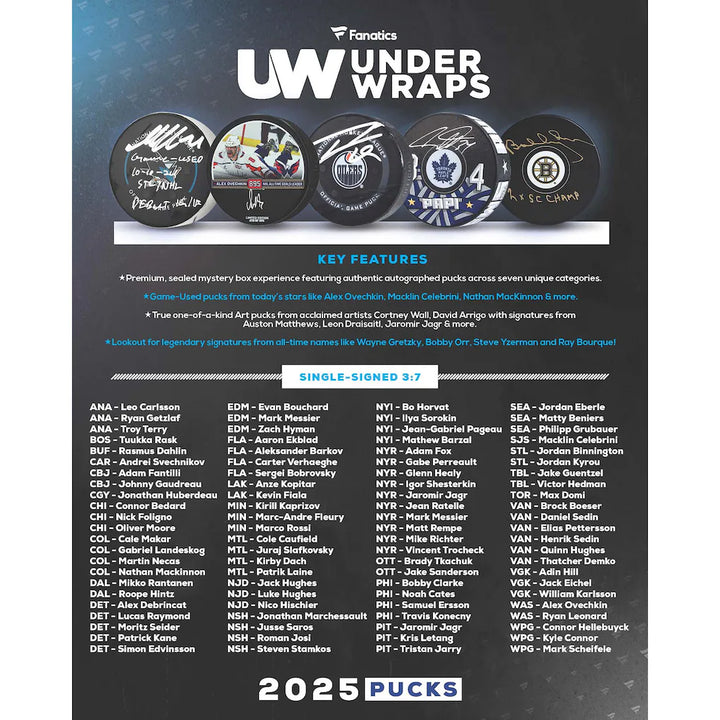 NHL UNDER WRAPS MYSTERY SIGNED PUCK (FTC)