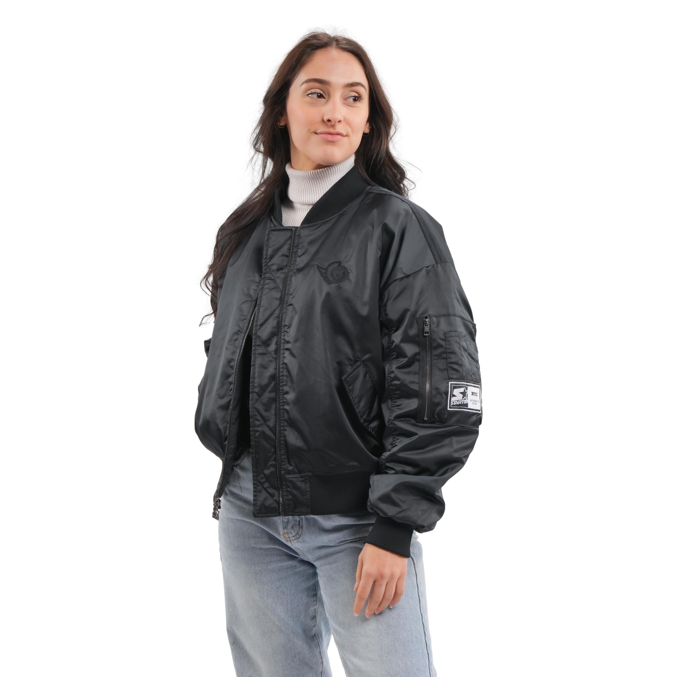 Ottawa Senators Women's Satin Black Bomber – OttawaTeamShop.ca