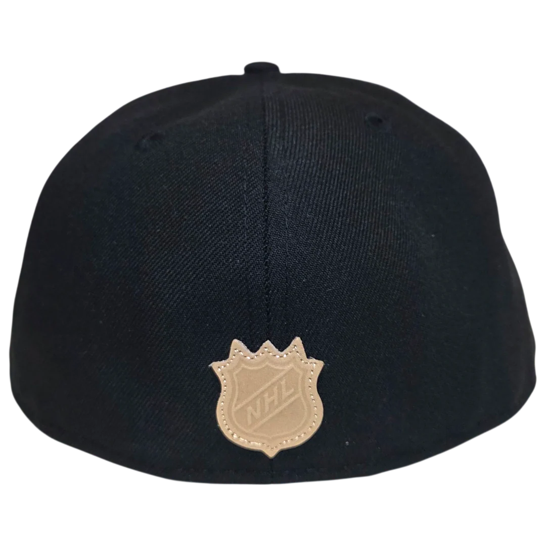 595 LEATHER BLACK FLATBRIM FITTED CAP NE