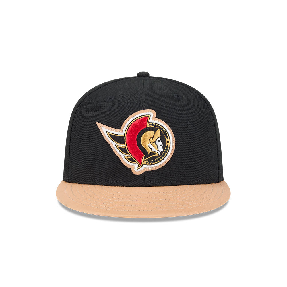 Ottawa Senators New Era Black/Beige 59Fifty Leather Fitted hat