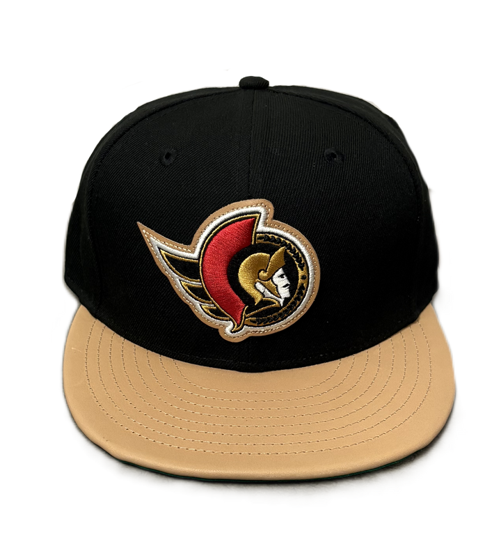 595 LEATHER BLACK FLATBRIM FITTED CAP NE
