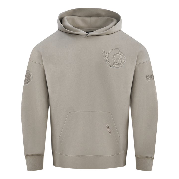 OTTAWA SENATORS NEUTRAL TAUPE DROP SHOULDER FLC PULLOVER HOODIE