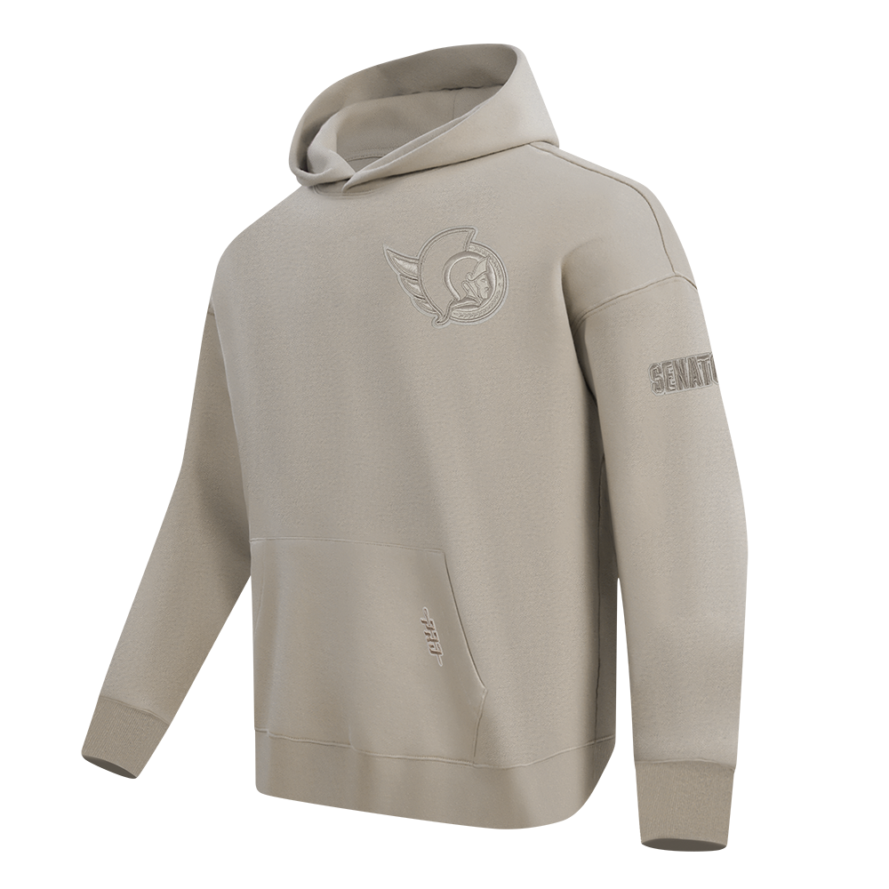 OTTAWA SENATORS NEUTRAL TAUPE DROP SHOULDER FLC PULLOVER HOODIE