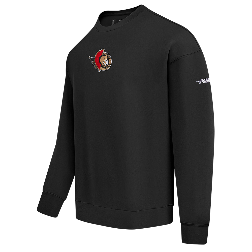 OTTAWA SENATORS CLASSIC ICON MEN'S PRO DROP SHOULDER BLACK CREWNECK SWEATER