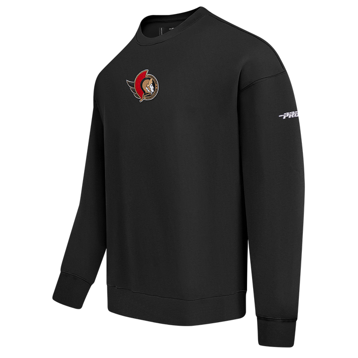 OTTAWA SENATORS CLASSIC ICON MEN'S PRO DROP SHOULDER BLACK CREWNECK SWEATER