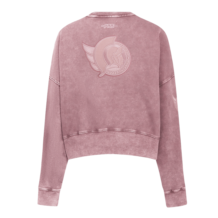 OTTAWA SENATORS WOMEN'S PINK CLASSIC ENZYME FT CREWNECK