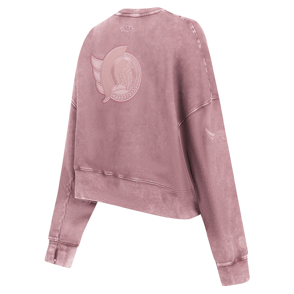 OTTAWA SENATORS WOMEN'S PINK CLASSIC ENZYME FT CREWNECK