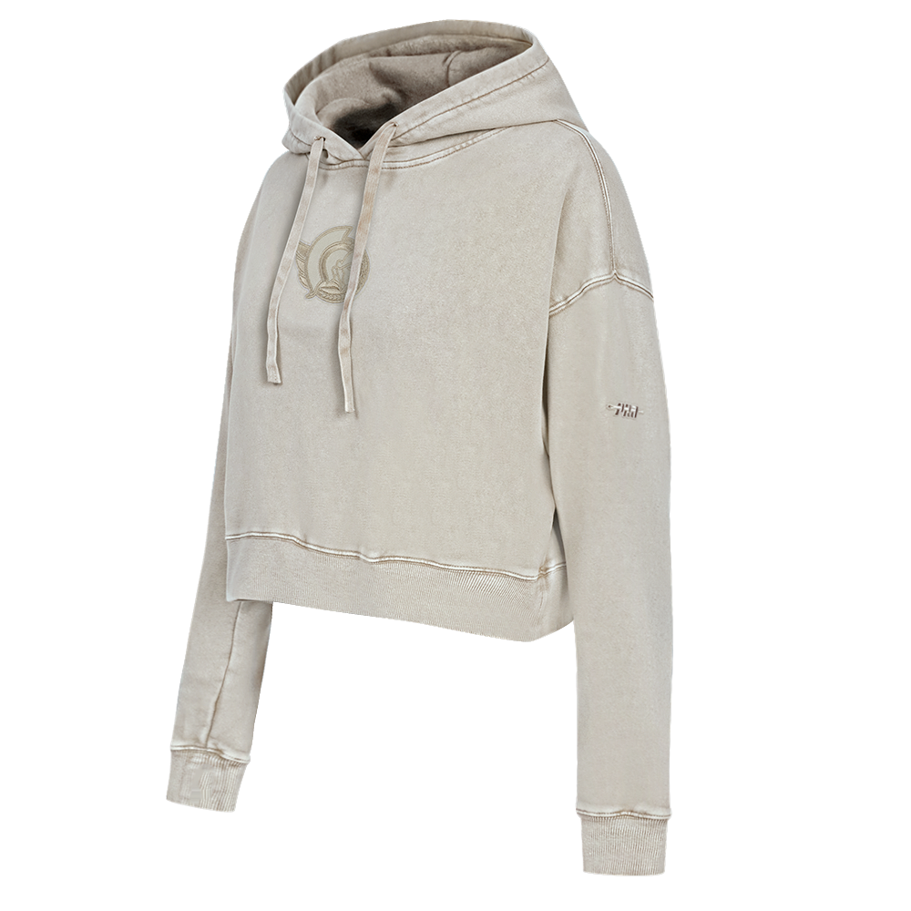 OTTAWA SENATORS WOMEN'S GREY CLASSIC ENZYME FT CROPPED PULLOVER HOODIE