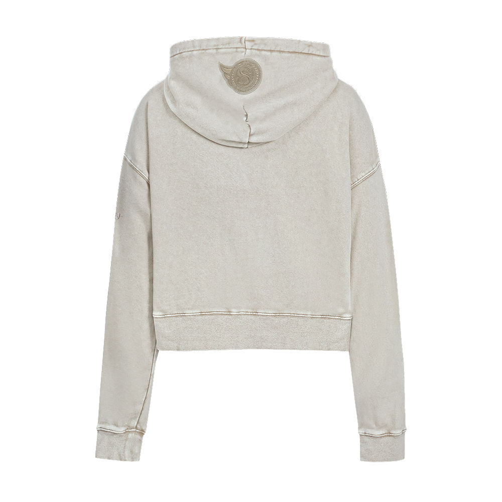 OTTAWA SENATORS WOMEN'S GREY CLASSIC ENZYME FT CROPPED PULLOVER HOODIE