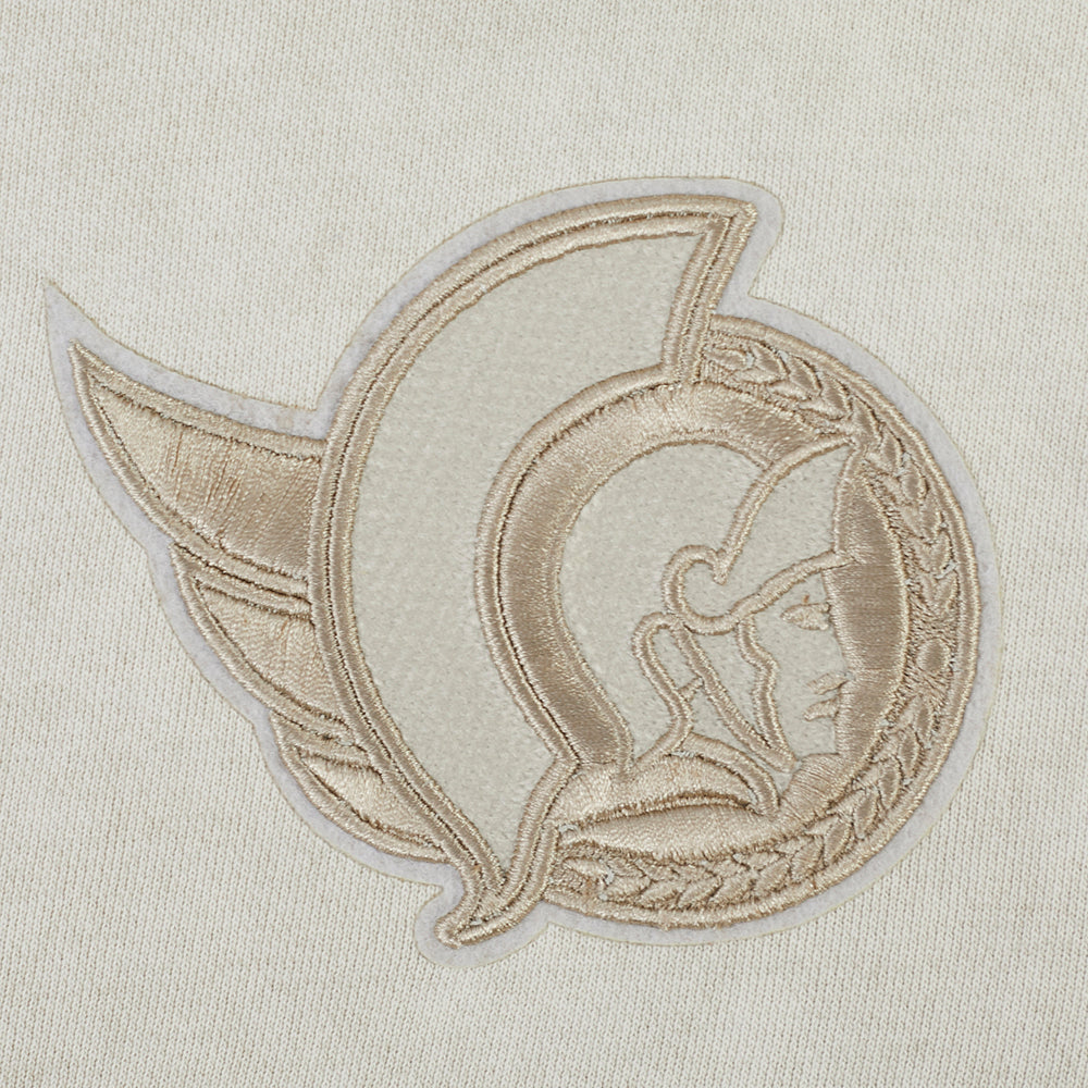 OTTAWA SENATORS WOMEN'S GREY CLASSIC ENZYME FT CROPPED PULLOVER HOODIE