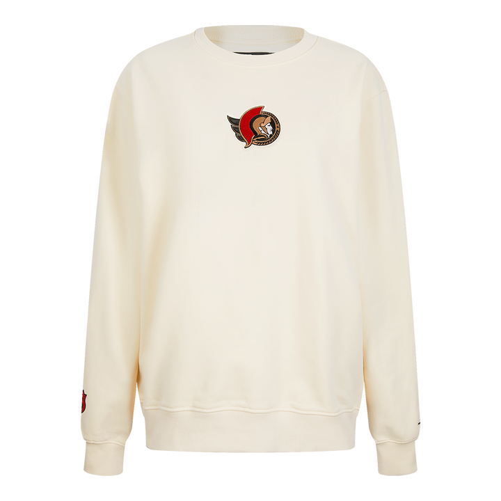 OTTAWA SENATORS WOMEN'S CLASSIC ICON PRO WHITE CREWNECK SWEATER