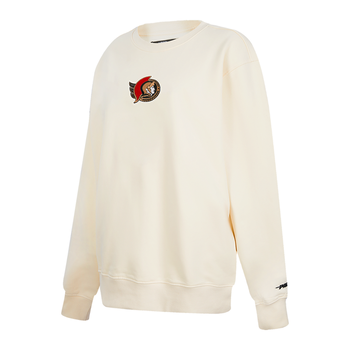 OTTAWA SENATORS WOMEN'S CLASSIC ICON PRO WHITE CREWNECK SWEATER