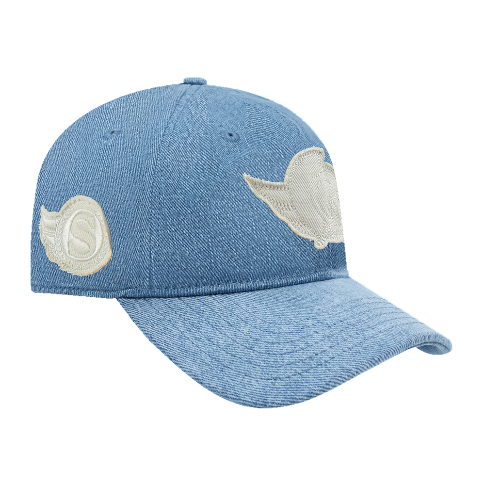 BLUE DENIM VARSITY DAD CAP