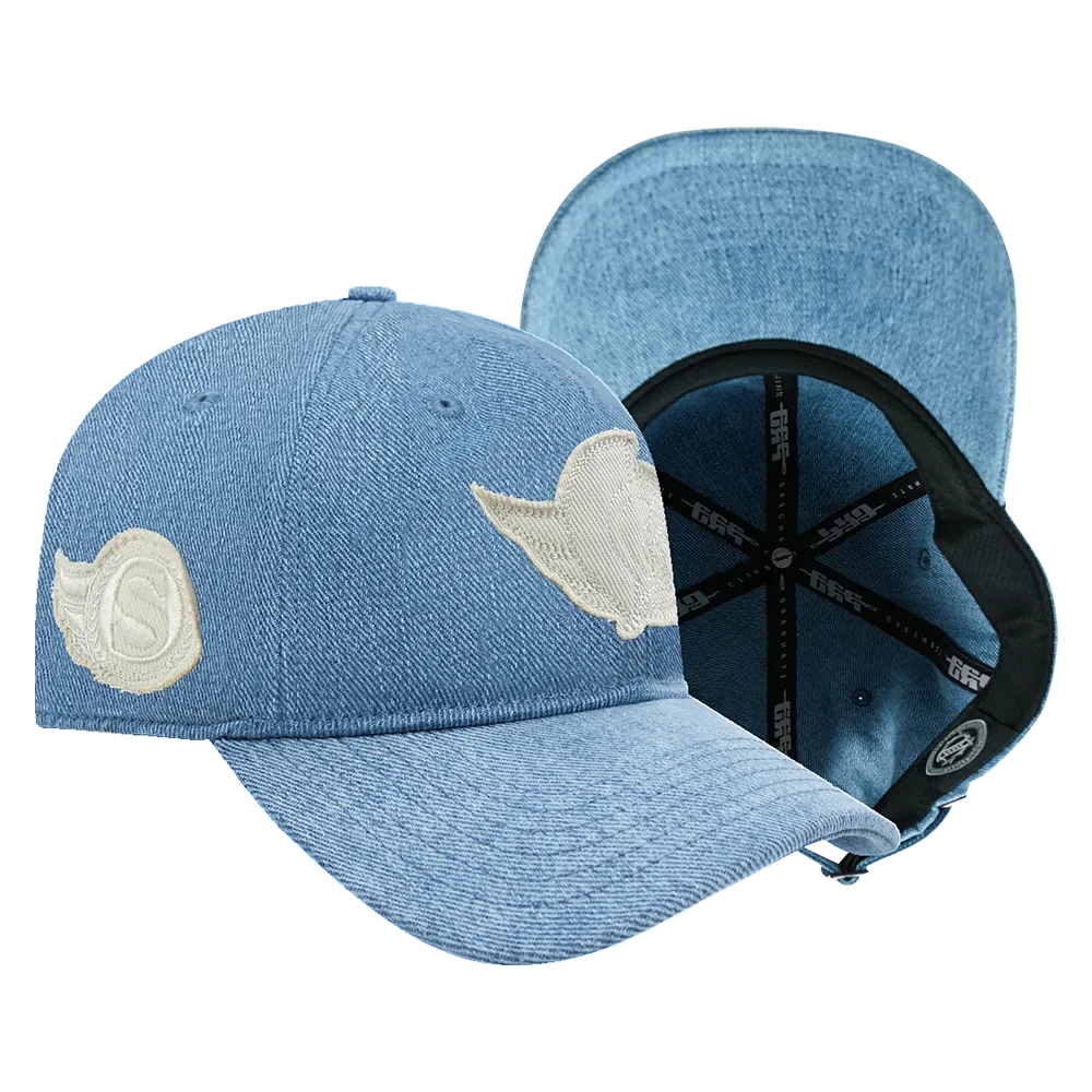 BLUE DENIM VARSITY DAD CAP