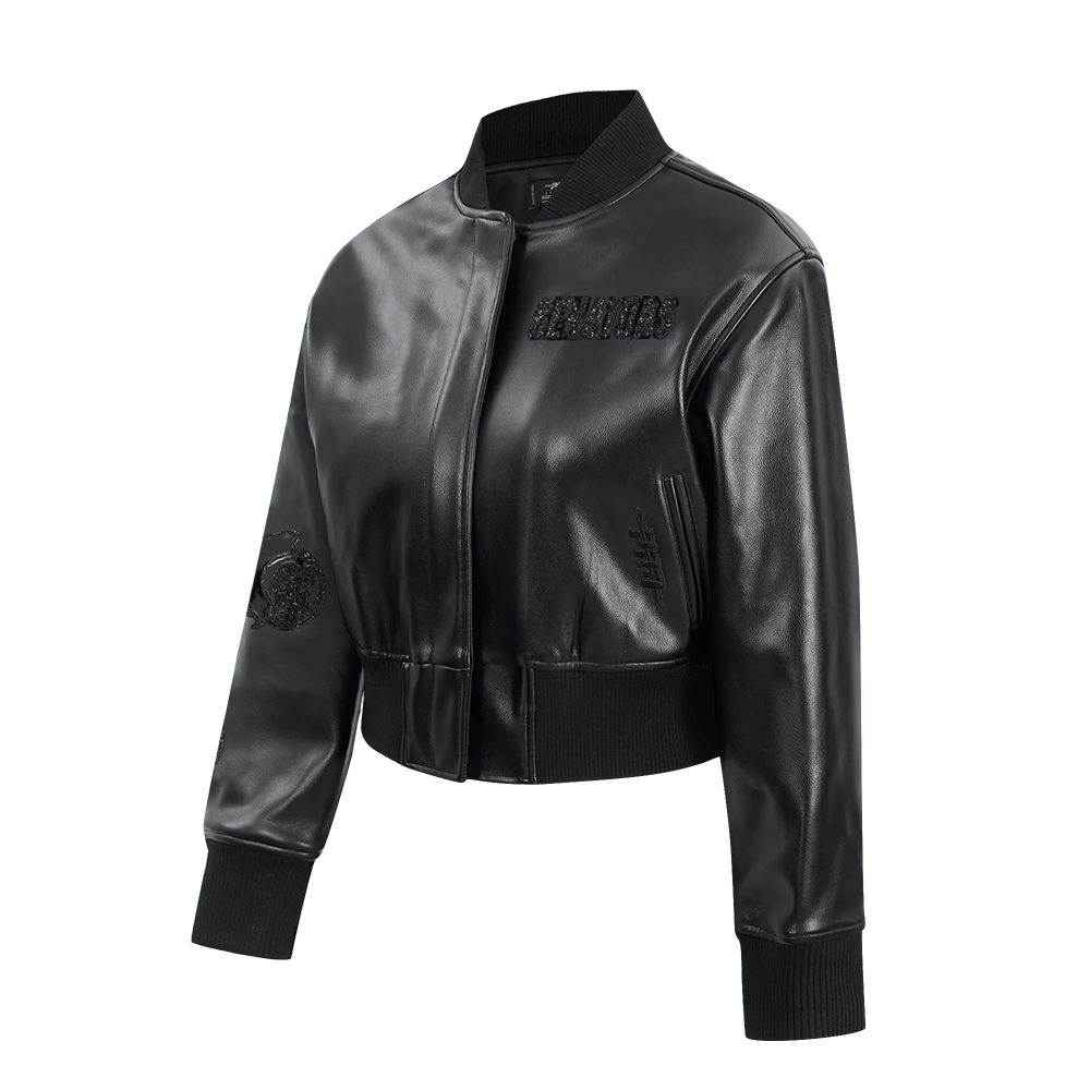 OTTAWA SENATORS WOMEN'S WASHED VAGAURD CROPPED VARISTY JACKET