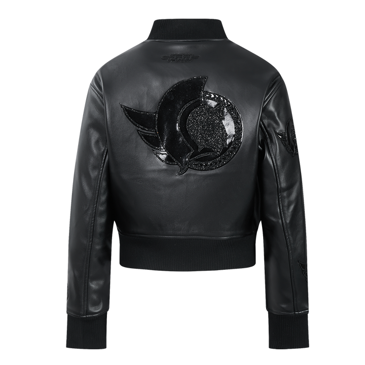 OTTAWA SENATORS WOMEN'S WASHED VAGAURD CROPPED VARISTY JACKET