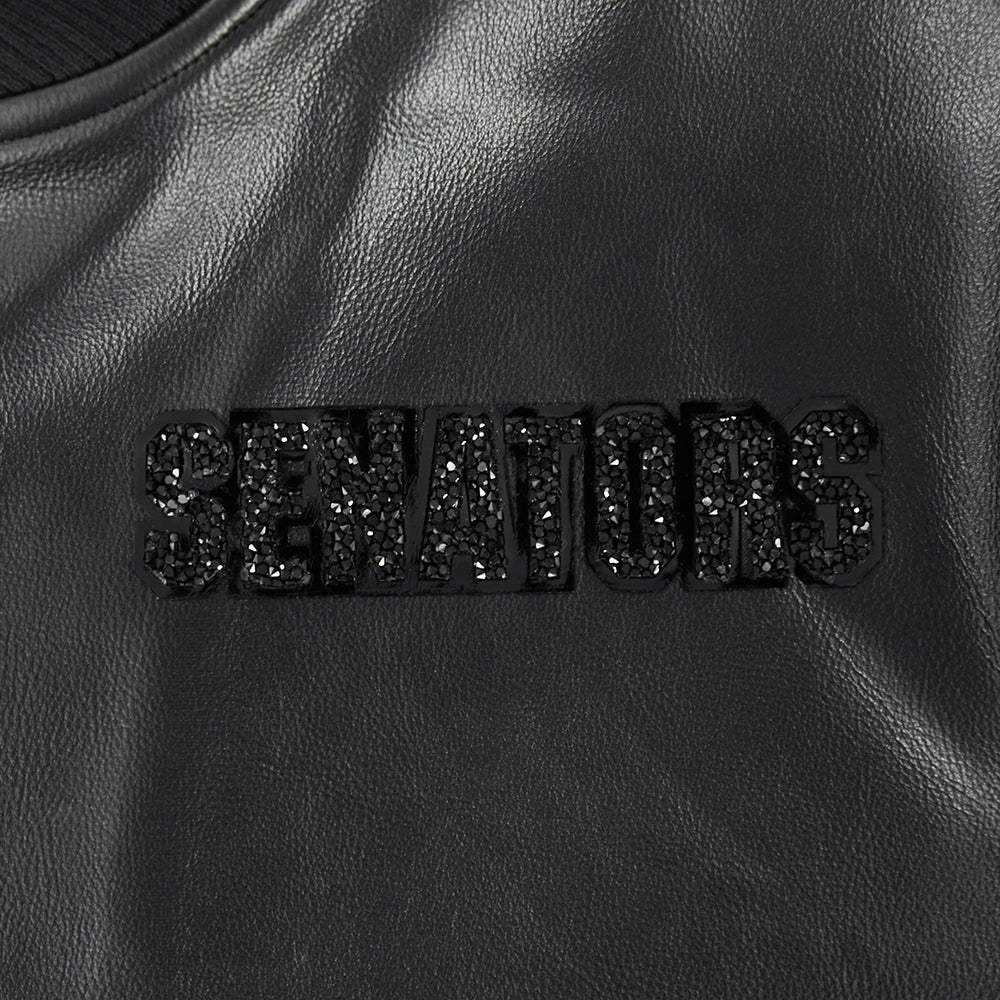 OTTAWA SENATORS WOMEN'S WASHED VAGAURD CROPPED VARISTY JACKET