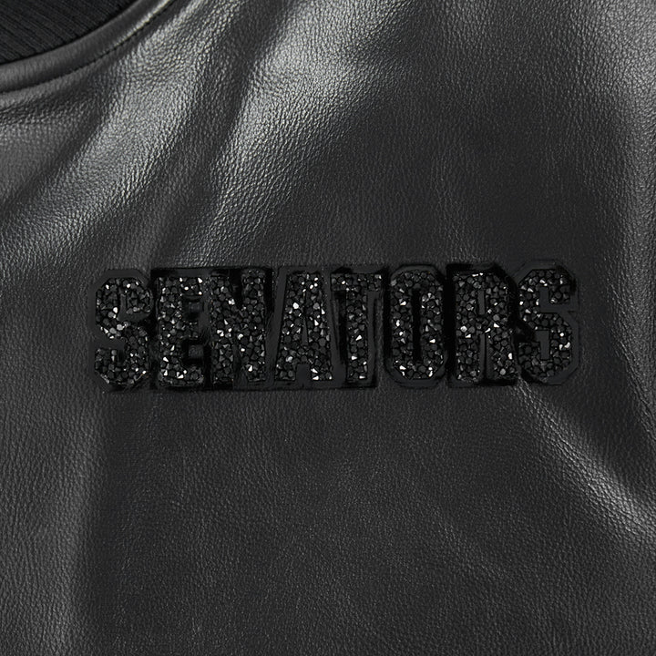 OTTAWA SENATORS WOMEN'S WASHED VAGAURD CROPPED VARISTY JACKET