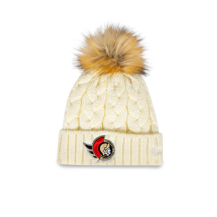 Womens White Fur Pom Toque