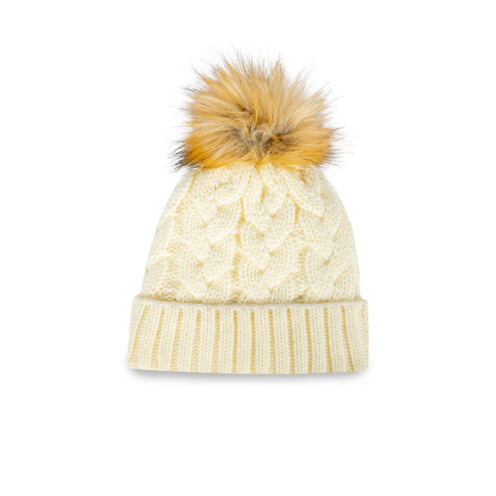 Womens White Fur Pom Toque