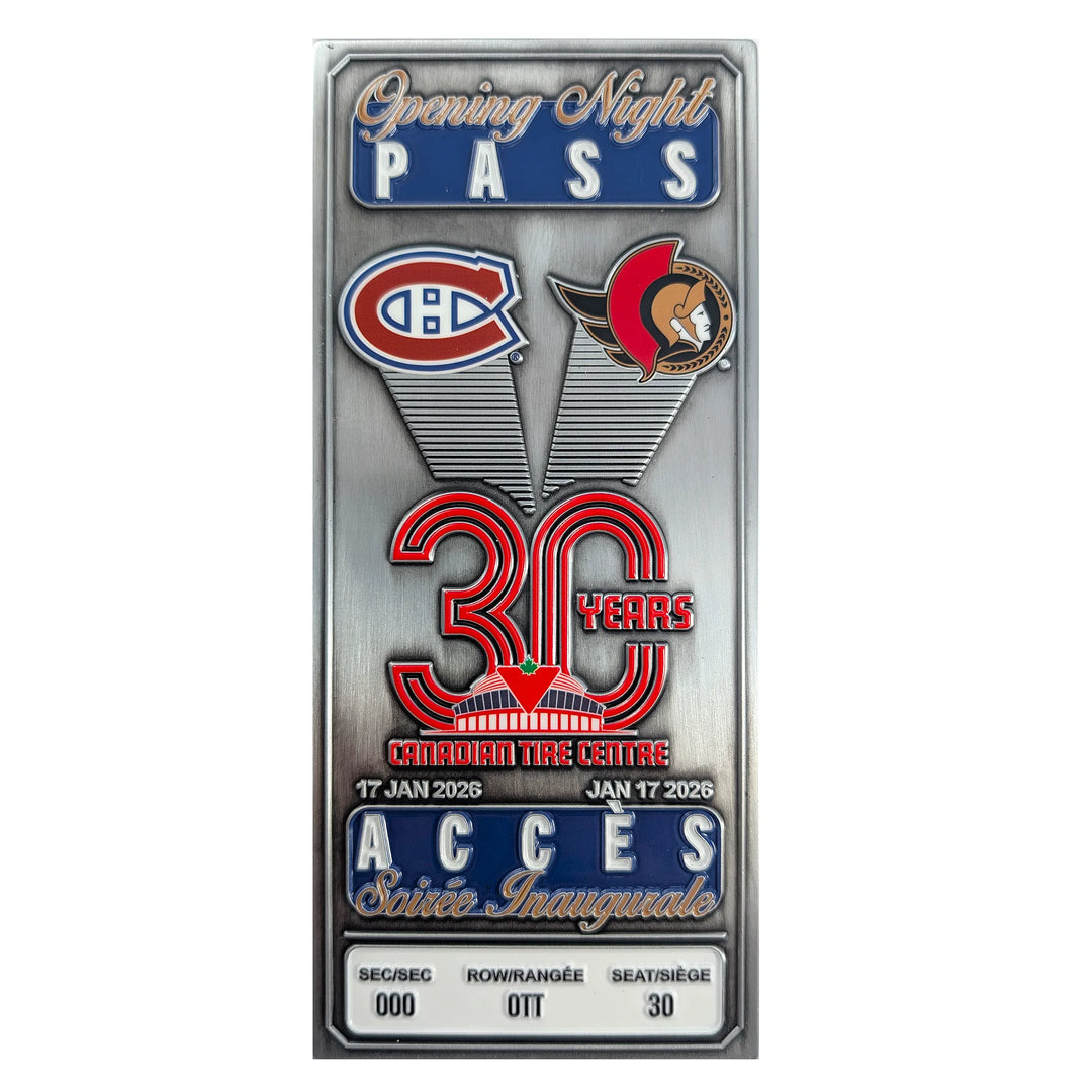 Ottawa Senators 30th anniversary Metal collectors ticket