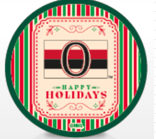 Ottawa Senators  Christmas-themed Hockey Puck  with 'Happy Holidays' text and red, green, and black design.