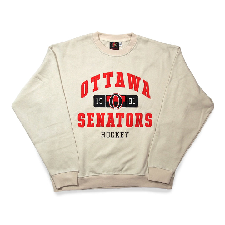 OTTAWA SENATORS RELAXED VINTAGE LOGO SAND CREWNECK SWEATER