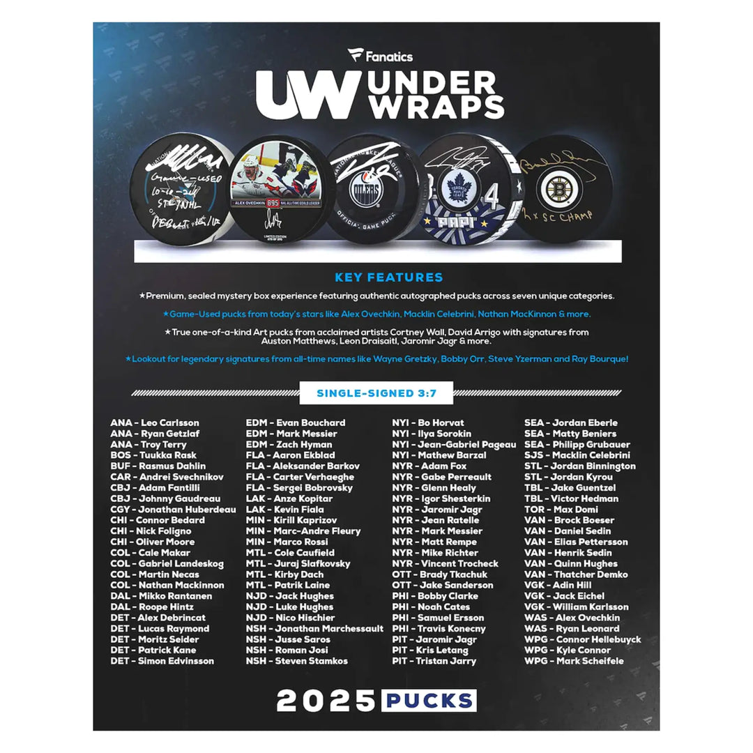 NHL UNDER WRAPS MYSTERY SIGNED PUCK (FTC)