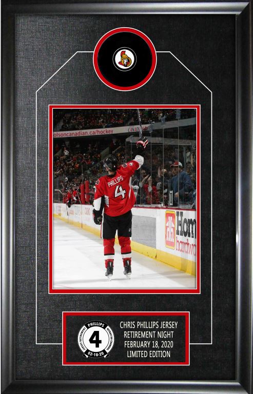 Chris Phillips Signed Puck Frame - Salute